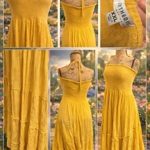 EARTHBOUND Strapless Yellow Dress